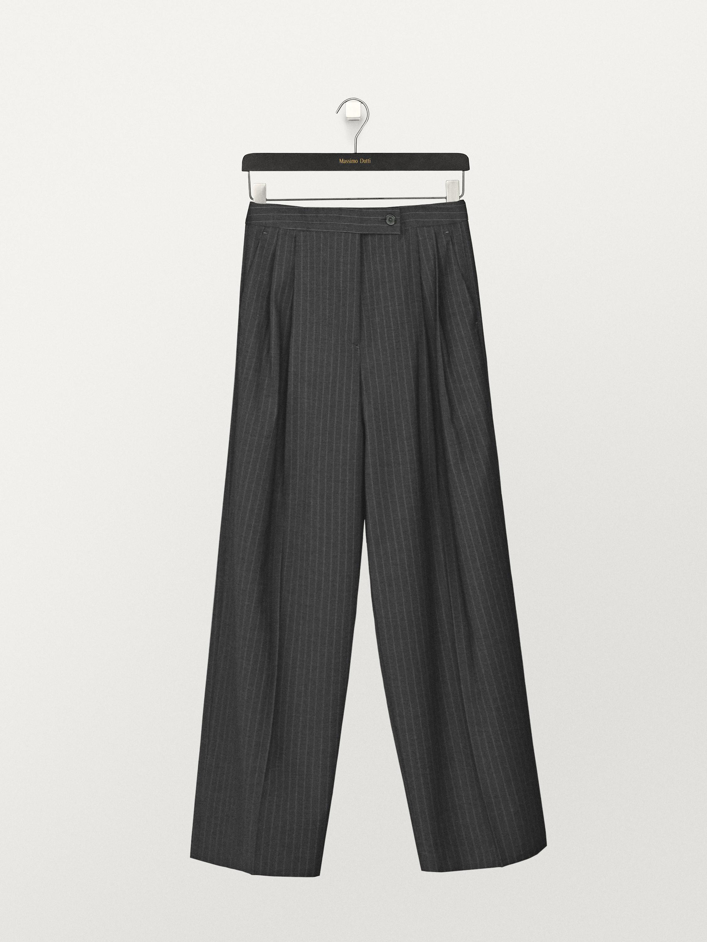 Pleated pinstripe trousers | Massimo Dutti US