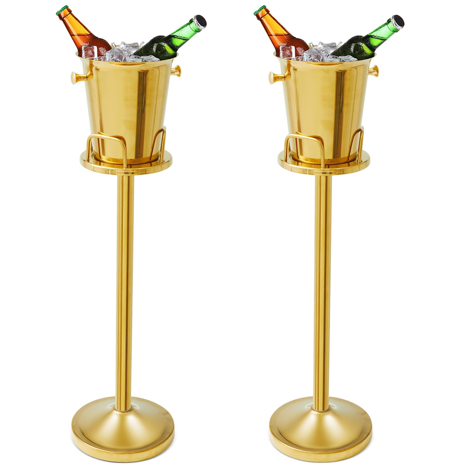 Lallisa 2 Pieces Wine Ice Bucket with Stand Stainless Steel Standing Champagne Ice Bucket Cube Co... | Amazon (US)