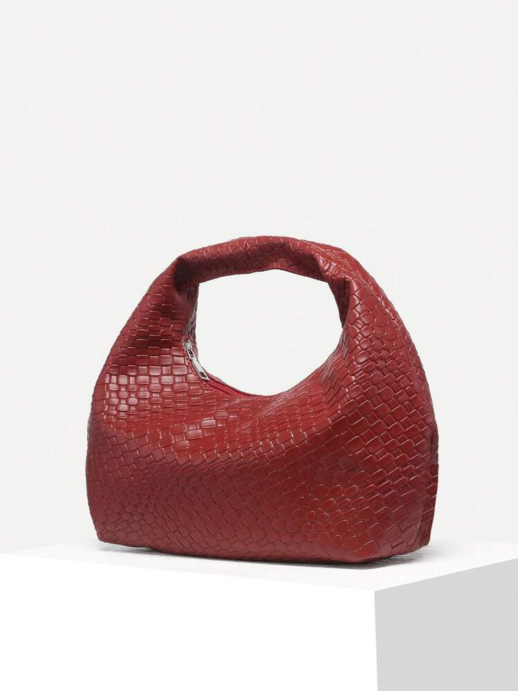 1pc Women's Vintage & Simple Style Casual Faux Braided Leather Shoulder Bag Suitable For Street, ... | SHEIN