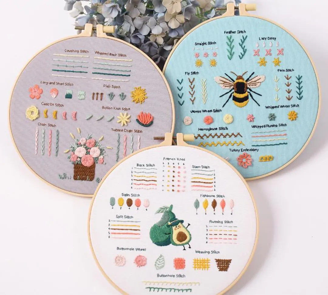 Beginner Embroidery Kit Set of 3, Beginner Embroidery Kit, Modern Embroidery Kit Cross Stitch, Ha... | Etsy (Global)