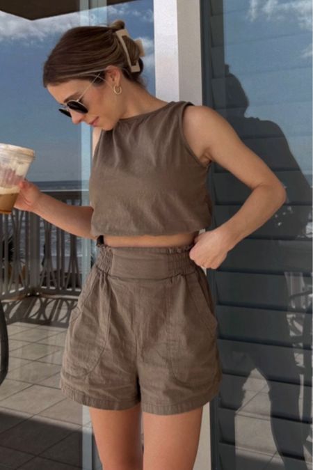 The cutest linen two piece set! Wore this to the beach and received so many compliments! I love the way it fits. Comes in multiple colors and sizes. 

#LTKSeasonal #LTKunder50 #LTKsalealert