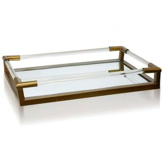 Etsen Gold and Acrylic Decorative Tray | The Home Depot