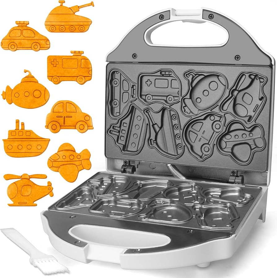 Car Waffle Maker for Kids, Halloween & Christmas Mini Waffle Maker, 8 Fun Vehicle Shaped Mini Pan... | Amazon (US)
