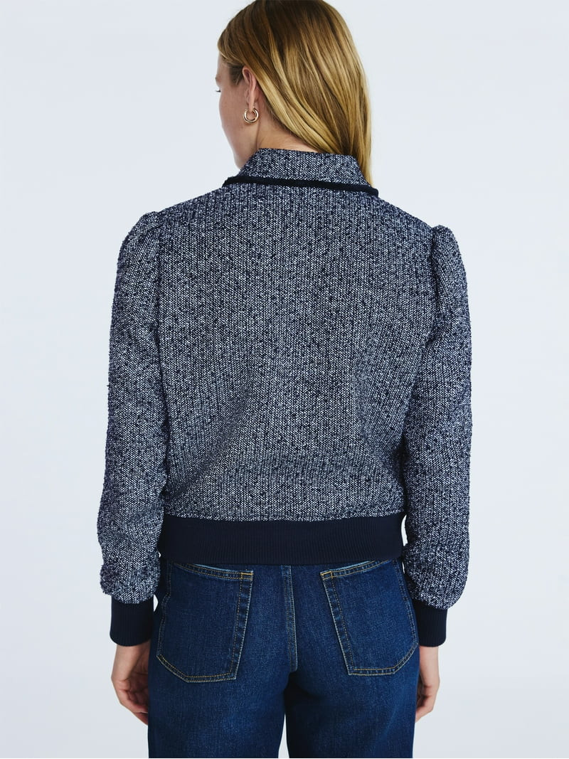 Free Assembly Women's Tweed Bomber Jacket, Sizes XS-XXL | Walmart (US)