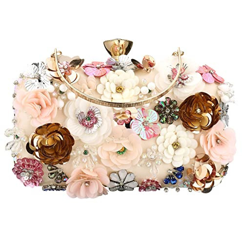Rkrouco Women's Floral Evening Clutch Bag - Colorful Flower Handbag with Metal Rhinestones | Amazon (US)