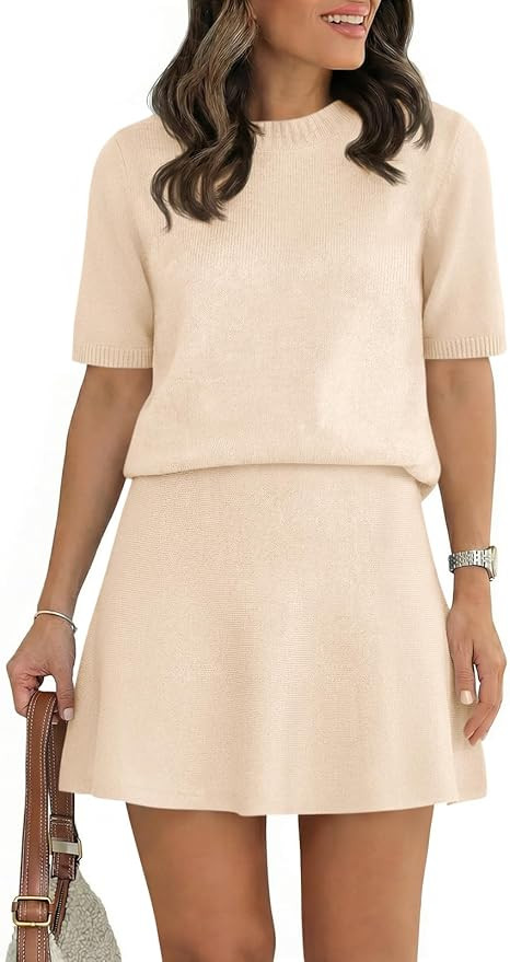 Saodimallsu Womens Lounge Sets Short Sleeve 2 Piece Mini Skirts Sweater Set | Summer Outfits,Two ... | Amazon (US)