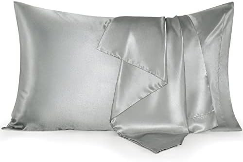 Bedsure Satin Pillowcase for Hair and Skin Queen - Silver Grey Silk Pillowcase 2 Pack 20x30 inche... | Amazon (US)