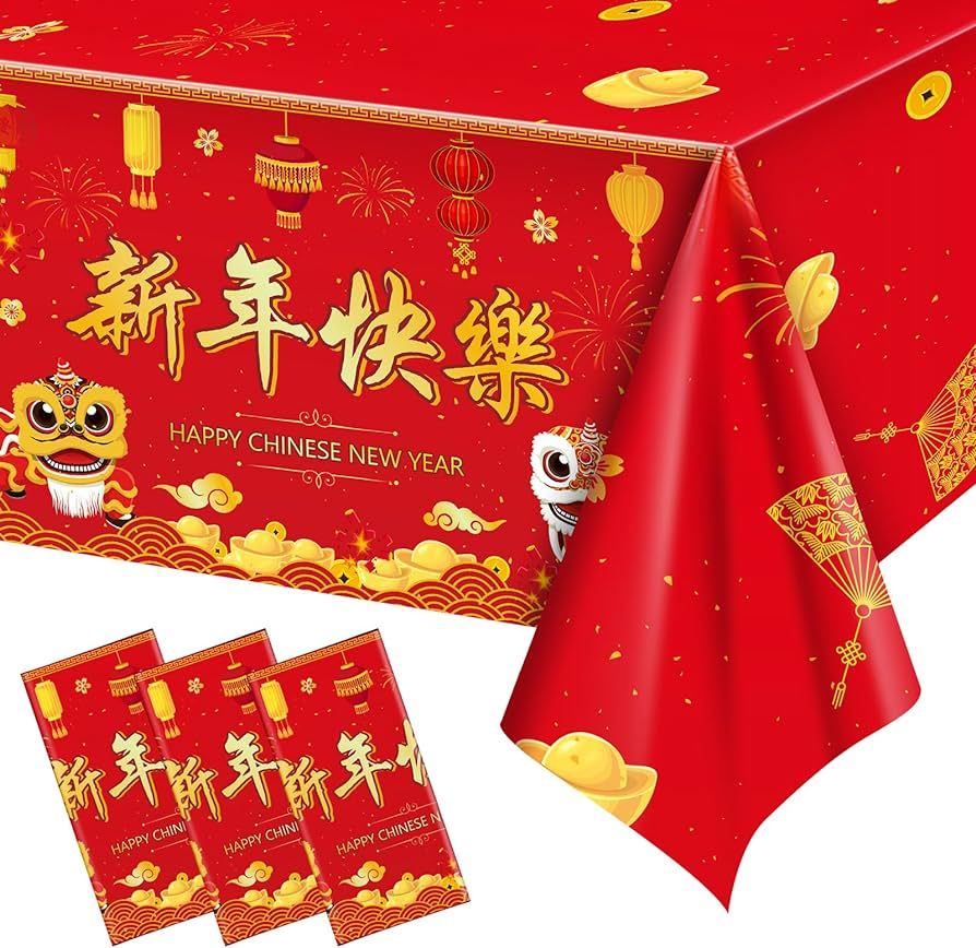 WovWeave 3 Pcs Chinese New Year Decorations 2024 Chinese New Year Tablecloths Spring Festival Dis... | Amazon (US)