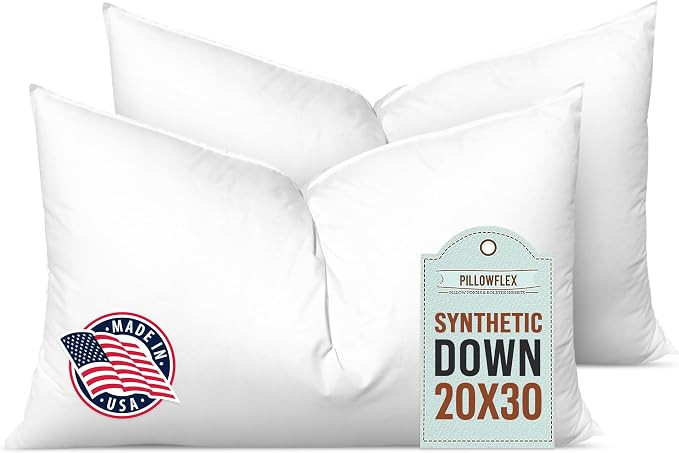 Pillowflex Synthetic Down Alternative Pillow Inserts for Shams - Comfy Pillows for Sleeping, Perf... | Amazon (US)