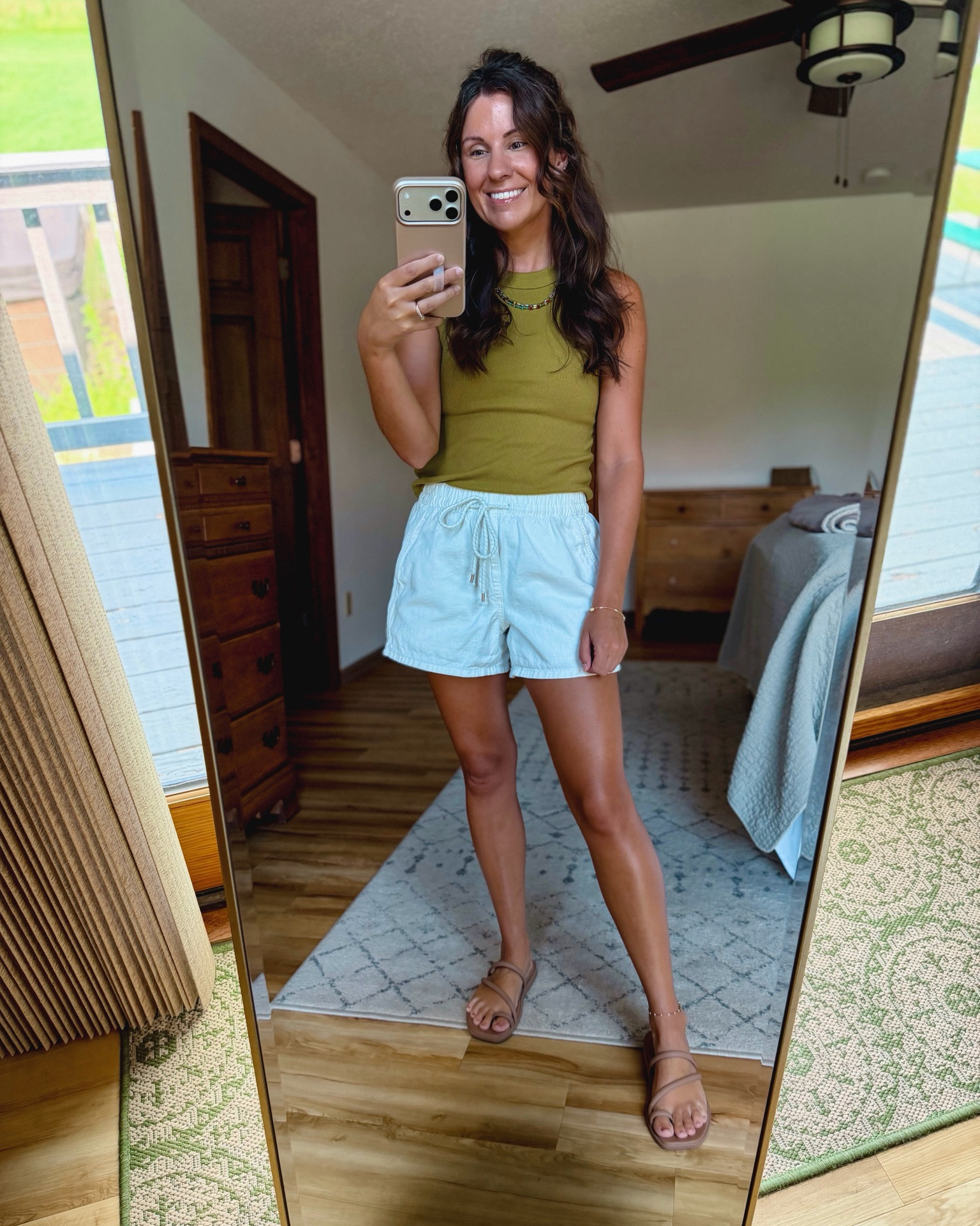 small in my tank and xs in my linen/cotton shorts. Small in my bra and 6 in my Croc sandals. I love this gemstone necklace. I’ve had it for years and it’s held up so well✨

#LTKPetite #LTKgrwm #LTKootd
