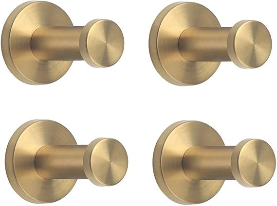 NELXULAS Golden Brushed Stainless Steel Single Super Heavy Duty Wall Mount Hook, Bath Towel Hooks... | Amazon (US)