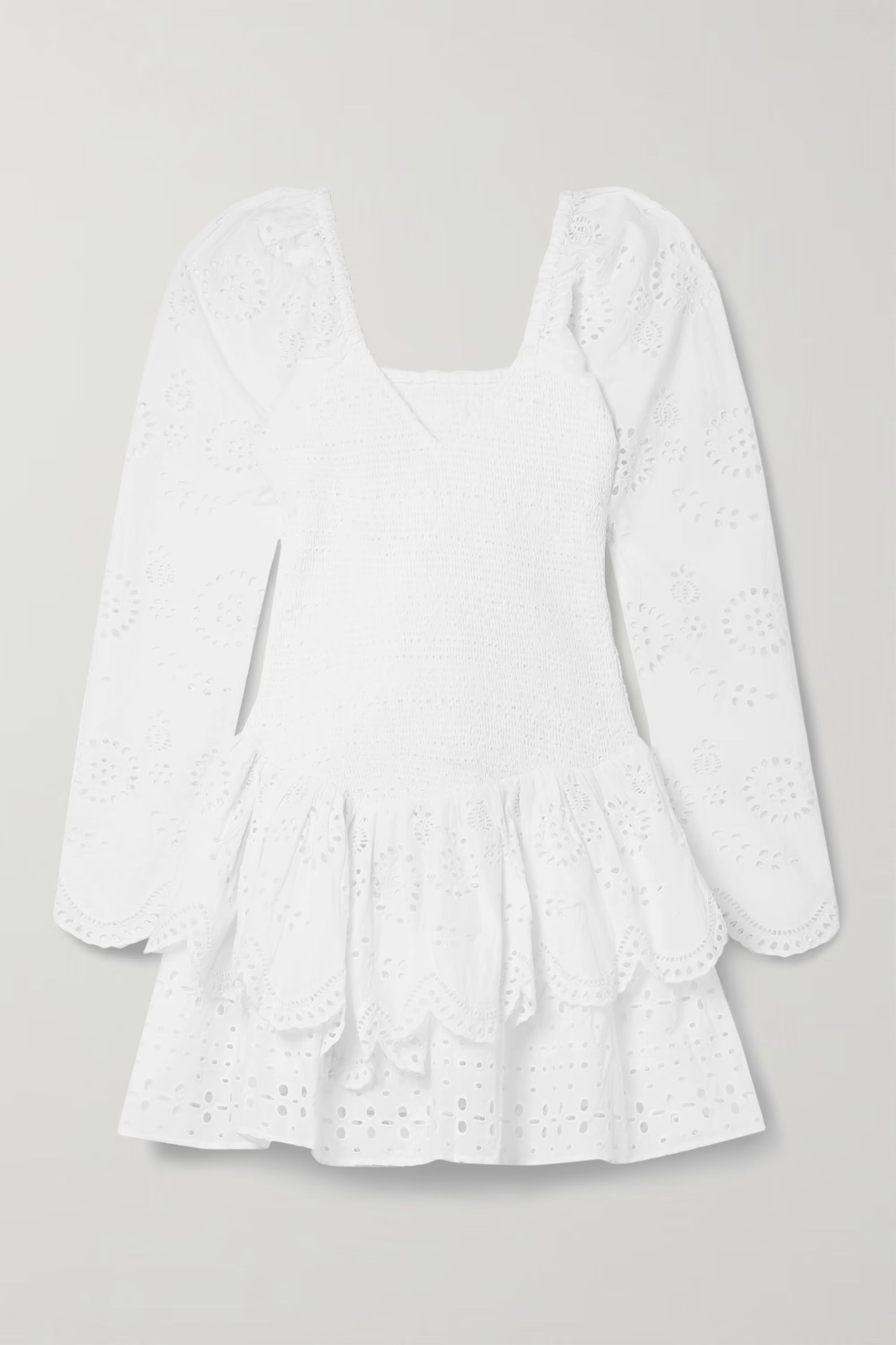 Cedria shirred broderie anglaise cotton-voile mini dress | NET-A-PORTER (US)