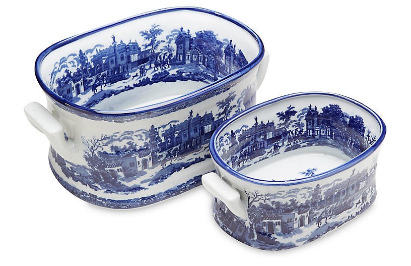 Asst. of 2 Patterned Planters, Blue | One Kings Lane