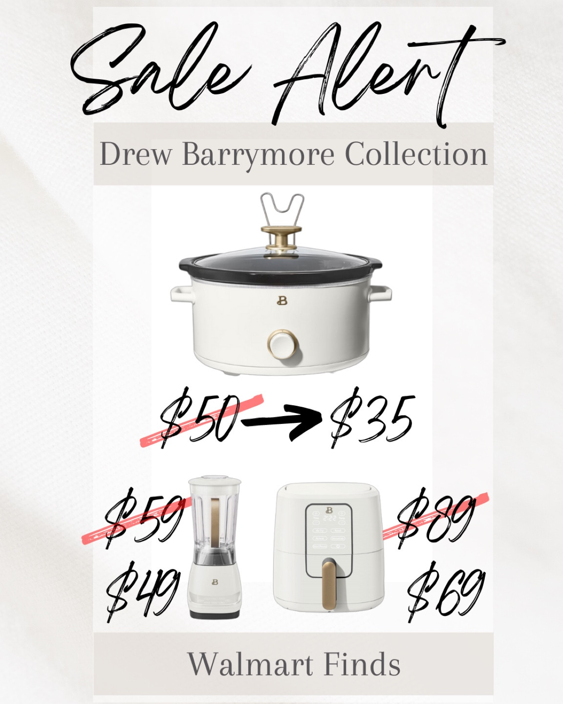 Drew Barrymore Beautiful Appliances on sale today! I just love these white appliances with the gold touches! 

#LTKhome #LTKsalealert #LTKunder100