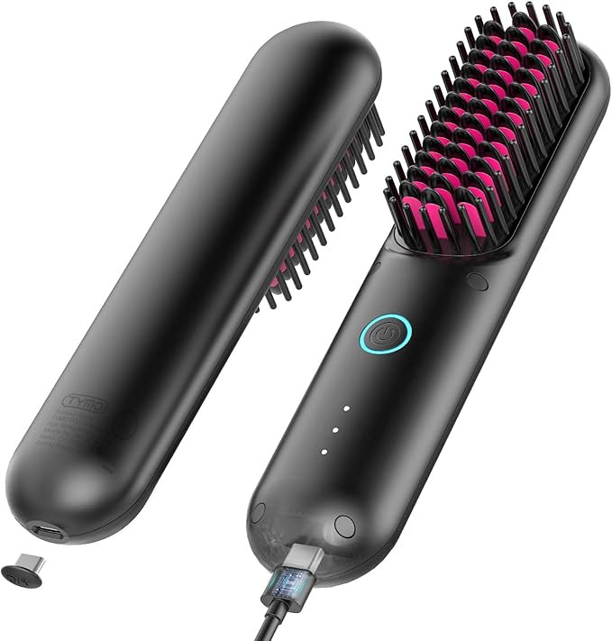 Cordless Hair Straightener Brush, TYMO Portable Straightening Brush with Negative Ion, Hot Comb H... | Amazon (US)