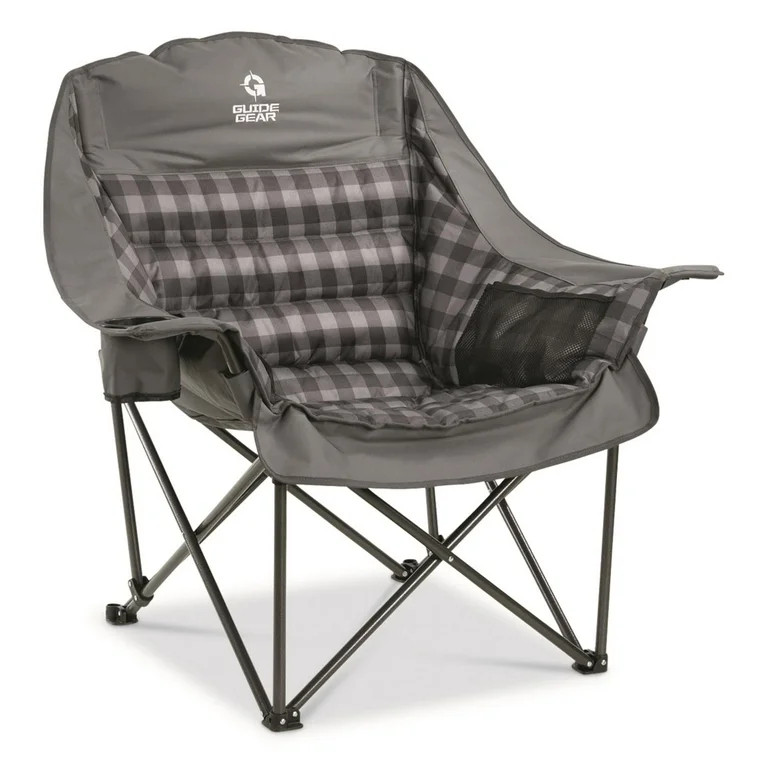 Guide Gear Oversized XL Comfort Padded Camping Chair, 400-lb. Capacity. Gray Plaid | Walmart (US)