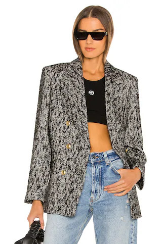 ANINE BING Dionne Blazer in Black & White from Revolve.com | Revolve Clothing (Global)