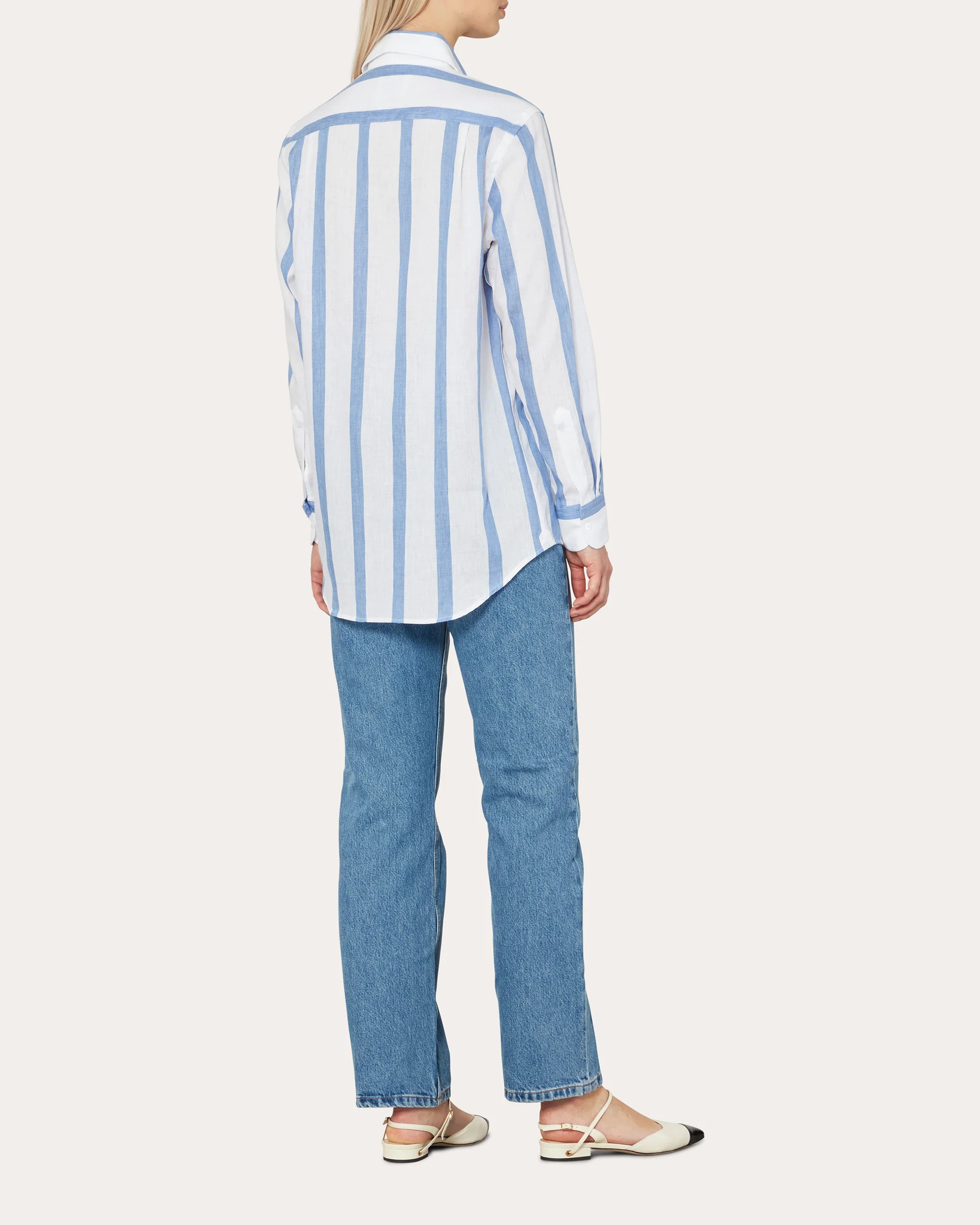 The Boyfriend Linen-Cotton Striped Shirt | Olivela