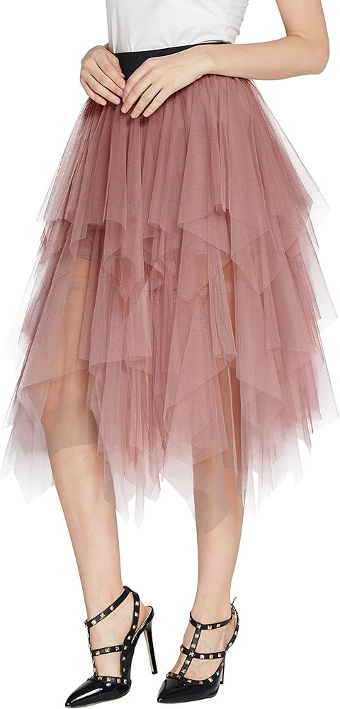 Women's Sheer Tutu Skirt Tulle Mesh Layered Midi Skirt | Amazon (US)