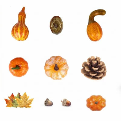 Autumn Bounty 50-Piece Faux Fall Decor Set with Assorted Pumpkins, Gourds, Acorns, Pinecones and Maple Leaves | Wayfair North America
