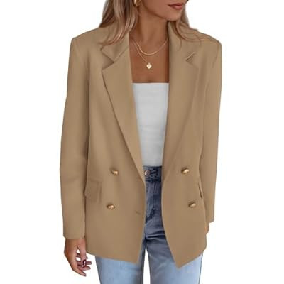KIRUNDO Blazers for Women Business Casual 2025 Fall Long Sleeve Double Breast… | Amazon (US)