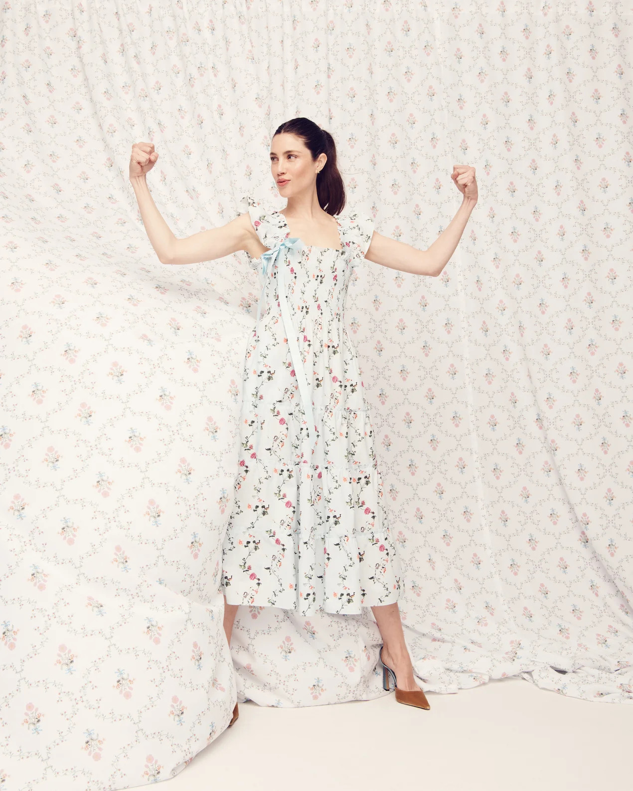 The Ellie Nap Dress - Pond Floral Poplin | Hill House Home