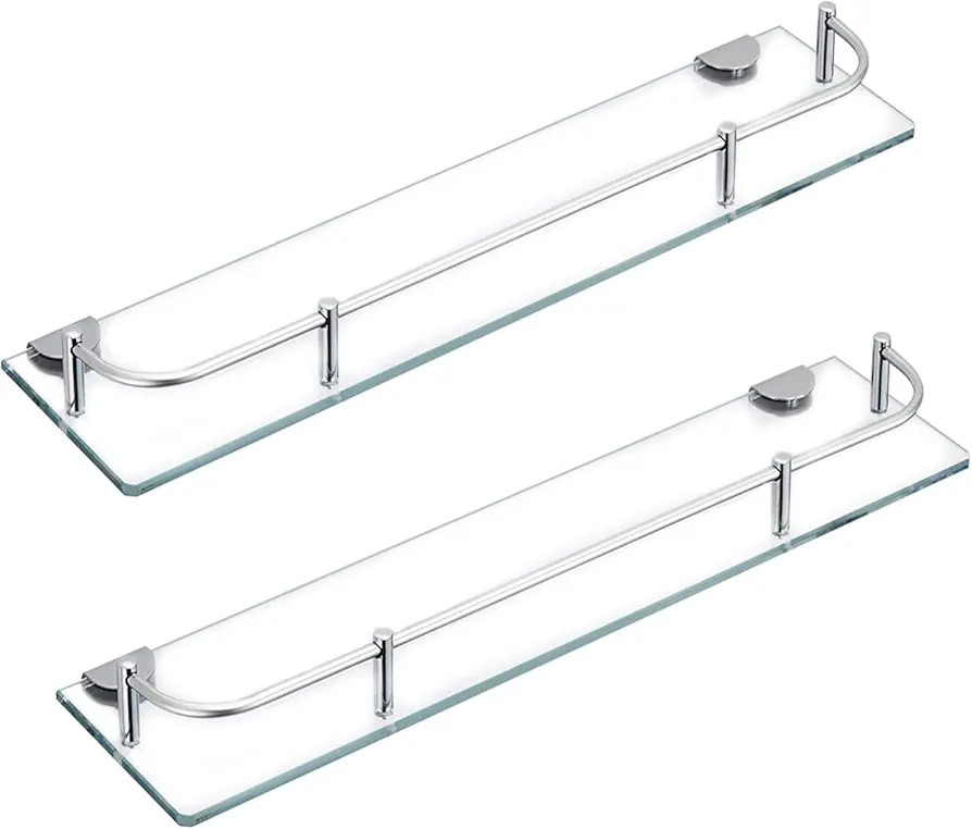 Glass Bathroom Shelf, Glass Shower Shelves for Bathroom Rectangular Tempered Glass Floating Shelv... | Amazon (US)