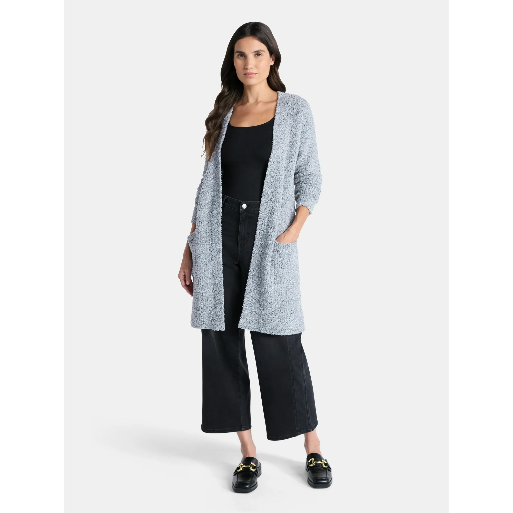 Time and Tru Women’s and Women’s Plus Super Soft Longline Cardigan Sweater, Lightweight, Size... | Walmart (US)