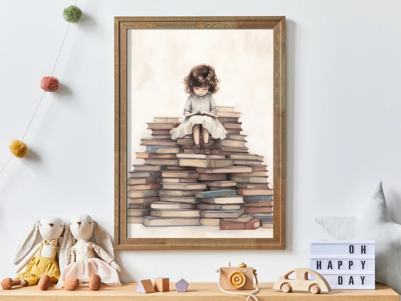 Reading Decor, DIGITAL Learning & Studying Wall Art for Girls Bedroom or Study Room or Classroom,... | Etsy (US)