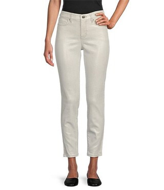 Metallic Stretch Denim 5-Pocket Cropped Ankle Length Skinny Jeans | Dillard's