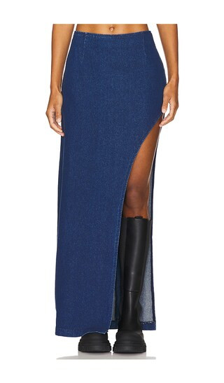Tirza Maxi Skirt in Mid Blue Wash | Revolve Clothing (Global)