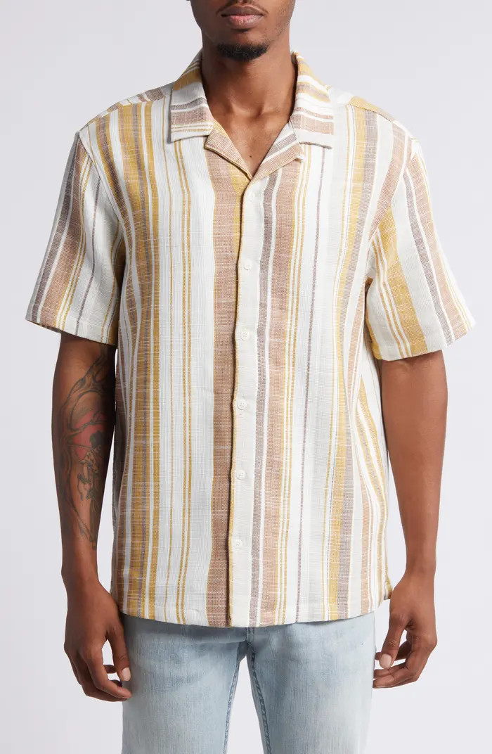 PacSun Dillon Stripe Slub Cotton Camp Shirt | Nordstrom | Nordstrom