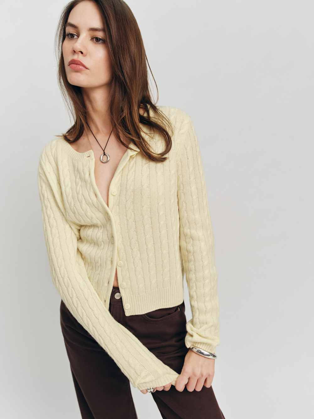 Clara Cashmere Crew Cardigan | Reformation (Global)