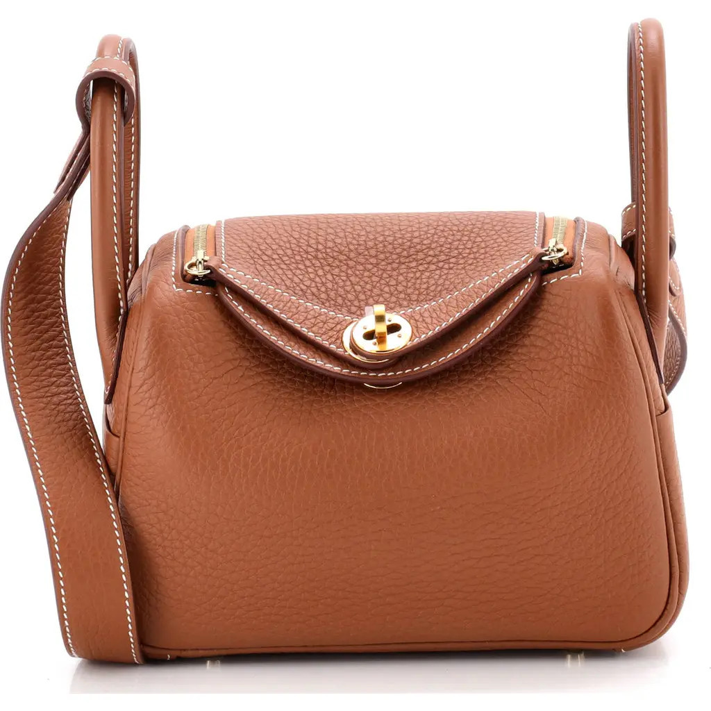 Pre-Owned Hermes Lindy Bag Clemence Mini in Metallic Gold at Nordstrom, Size X-Small | Nordstrom