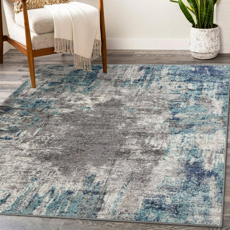Luxe Weavers Euston Collection Abstract Area Rug 7680 Dark Blue, Light Blue 5x7 | Walmart (US)