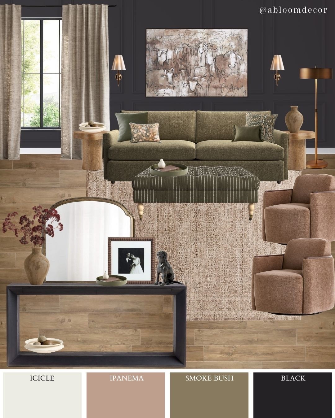 Moody Olive and Black Living Room Inspiration

#LTKHome