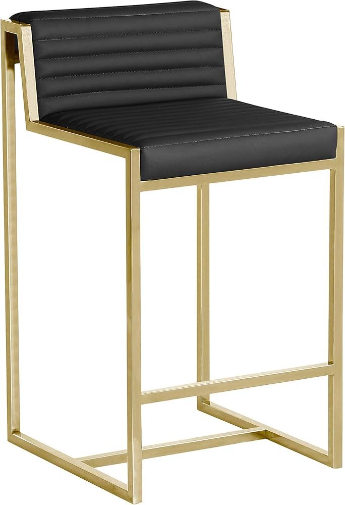 MS-1 Ripple Counter Stool with Brushed Gold Frame (Black) | Amazon (US)