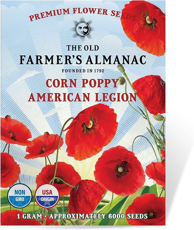 The Old Farmer's Almanac Poppy Seeds (American Legion) - Approx 5000 Flower Seeds - Premium Non-G... | Amazon (US)