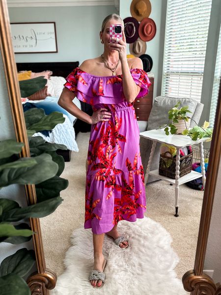 Stunning Sofia Vegara dress in fuchsia floral print at Walmart- wearing small
Runs BIG, size down! 

#LTKxWalmart #LTKStyleTip #LTKFindsUnder50