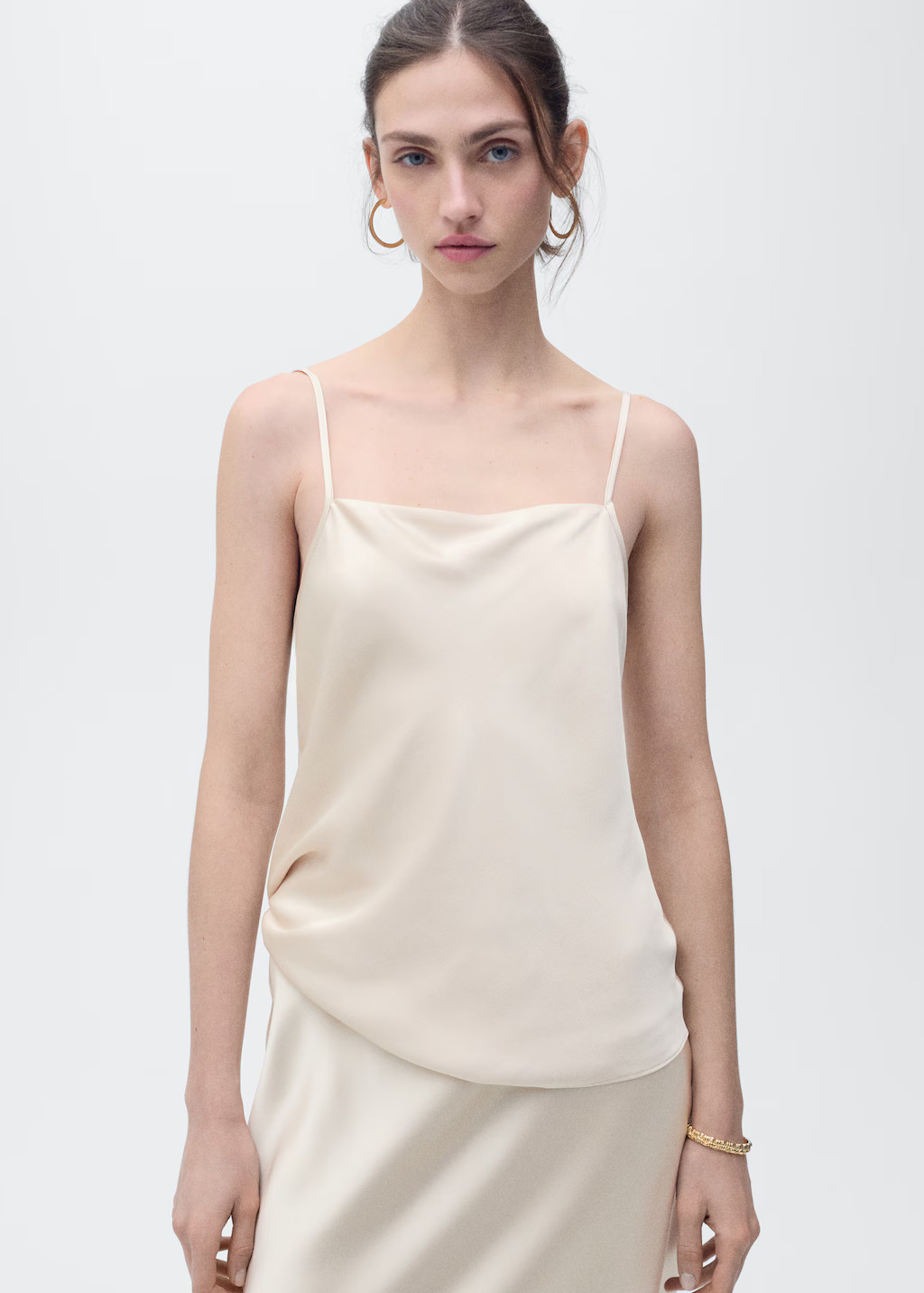 Satin top with draped neckline - Women | MANGO USA | Mango (US/MX/AU)