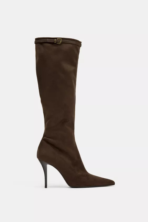 BUCKLED HIGH-HEEL BOOTS | Zara US