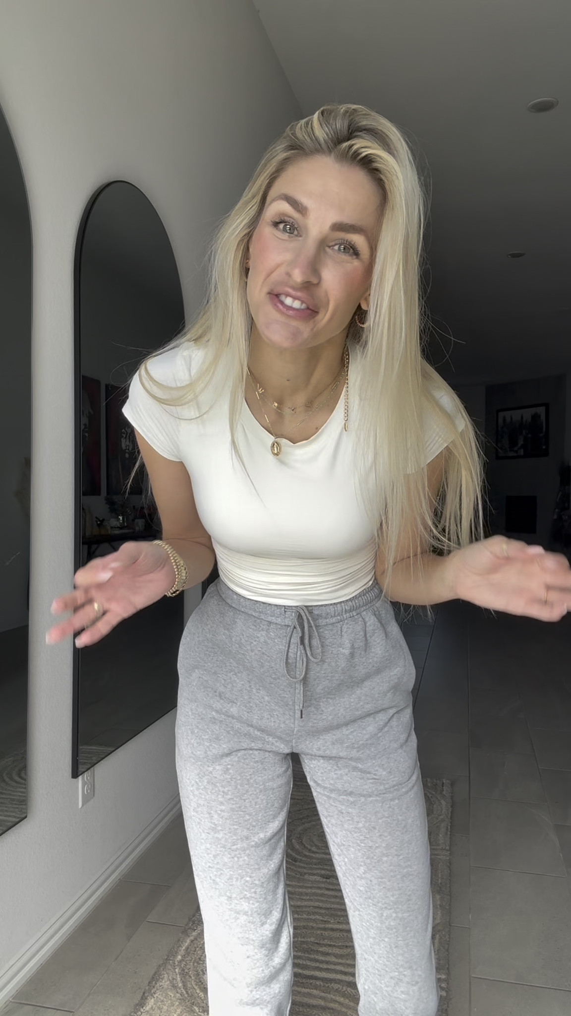 all girl friendly alert! These sweatpants actually reach the floor! They’re a drawstring waist with a skinny-baggy fit — comfy like joggers but stylish enough to wear out. The fabric is soft, stretchy, and perfect for lounging or running errands. I love that the inseam is over 37 inches, finally no awkward ankle gap. They’re lightweight, breathable… and tall-girl approved! 

 

#LTKCyberWeek #LTKSaleAlert #LTKTall