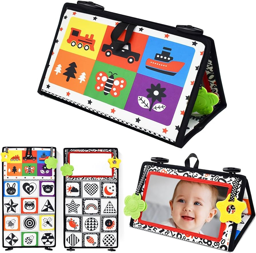 Dr.Rapeti Tummy Time Floor Mirror for Baby Infant Toddler Kids Black and White High Contrast Baby... | Amazon (US)