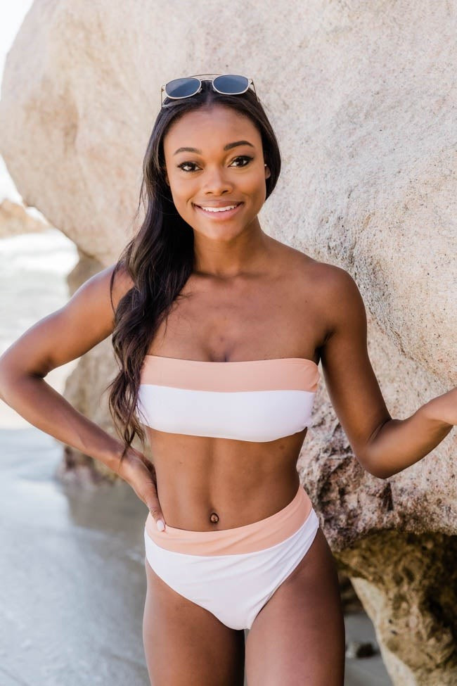 Chasing The Sun Swimsuit White Bottoms | The Pink Lily Boutique