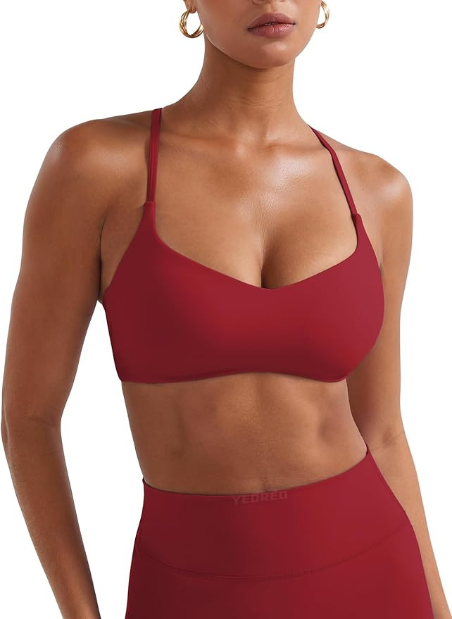 YEOREO Y Back Sports Bras for Women Padded Racerback Bra Paisely Light Impact Adjustable Straps G... | Amazon (US)