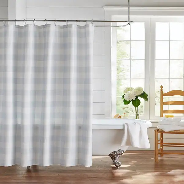 The Gray Barn Emily Gulch Buffalo Check Shower Curtain - Blue/White | Bed Bath & Beyond