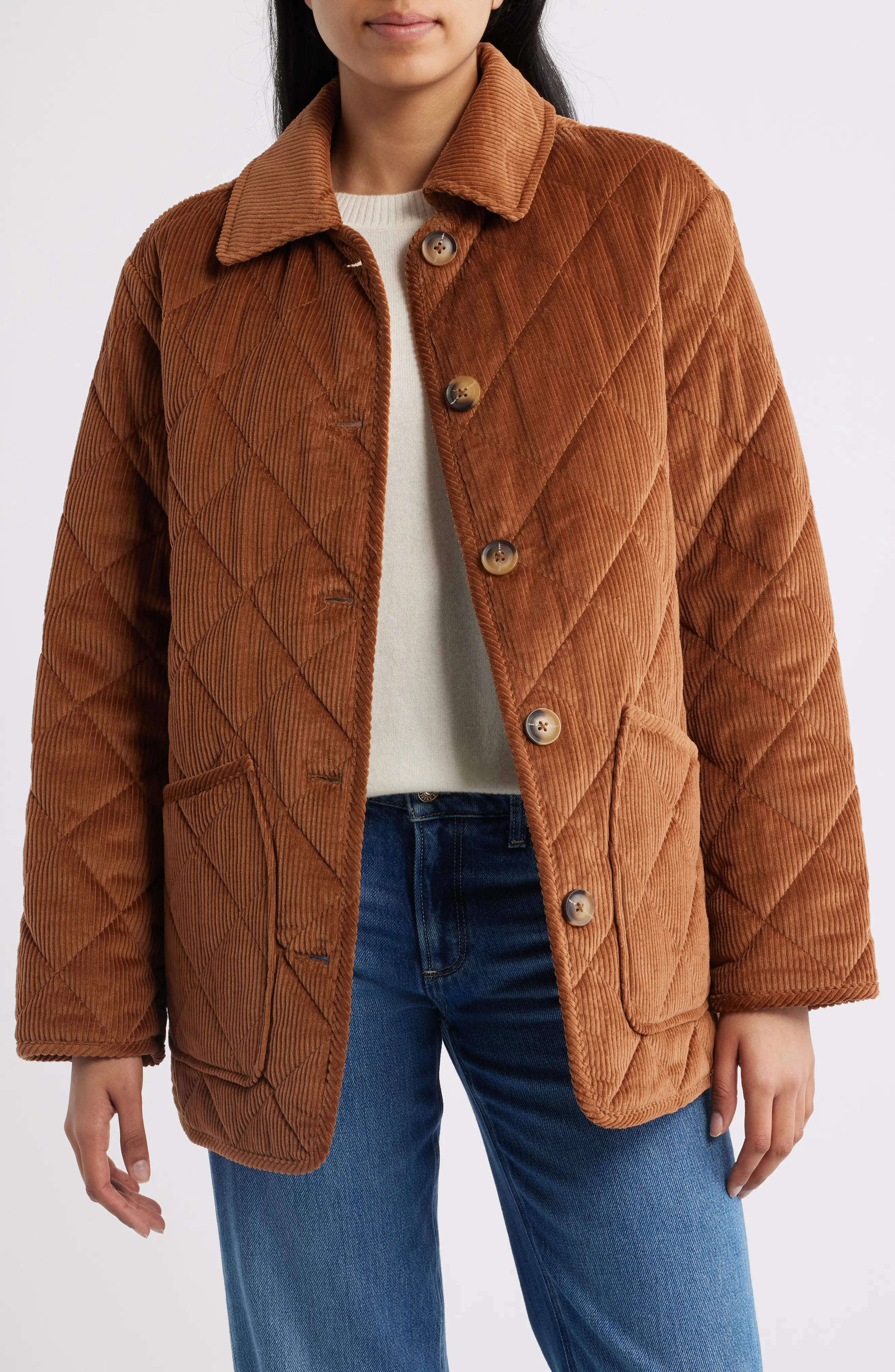 Bernardo Quilted Corduroy Jacket in Cream at Nordstrom, Size Small | Nordstrom