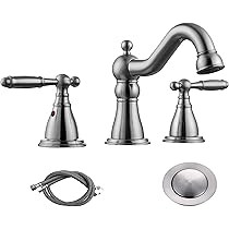 RKF Two Handle Widespread Bathroom Sink Faucet with Pop-up Drain with overflow and Faucet Supply Hos | Amazon (US)