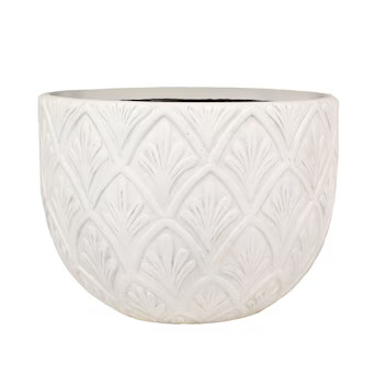 allen + roth Round 15-in W x 15-in L White Mixed/Composite Indoor/Outdoor Planter | Lowe's