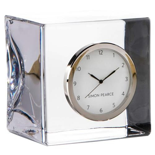 Simon Pearce Modern Classic Woodbury Square Glass Table Clock | Kathy Kuo Home